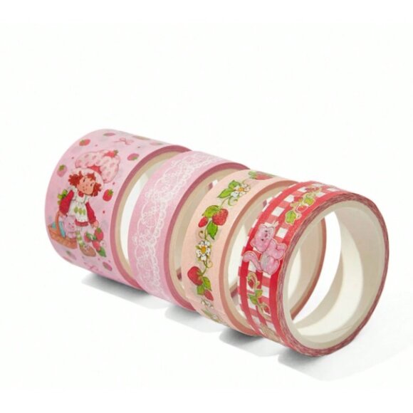 Strawberry Shortcake Other - Strawberry Girl Inspired Washi Tape Set (4 Rolls) Cute Vintage Dessert Theme